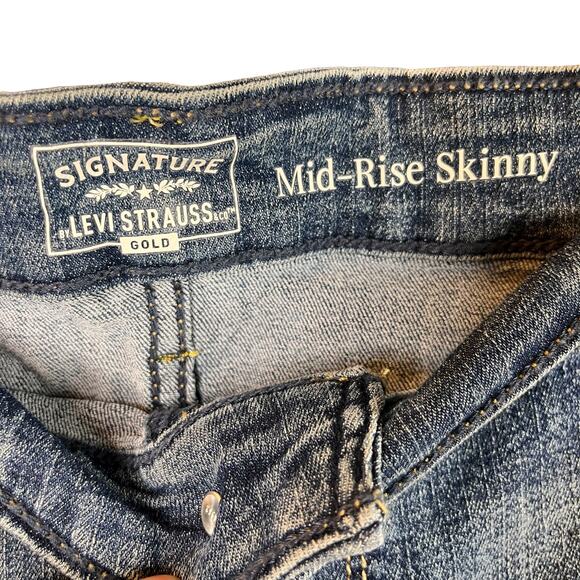 Signature Levi's Strauss Womens Blue Mid Rise Skinny Denim Skinny Jeans 24 L - Picture 4 of 7